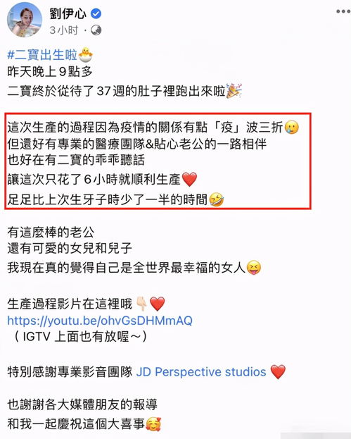 林依晨二胎产子